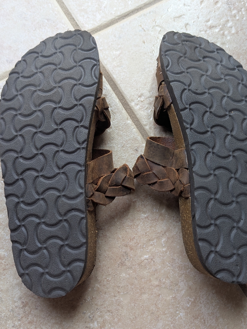 White Mountain Brown Braided Leather Slide Sandals - Picture 3 of 4